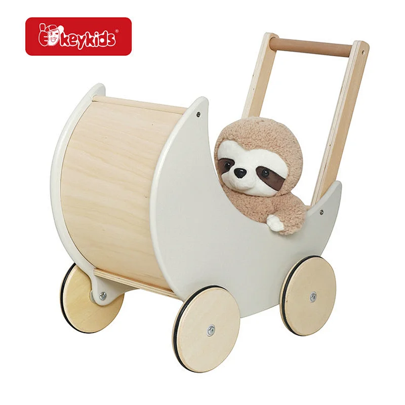 Customize Black Pretend Play Wooden Pram Walker Toy for Baby W16E112E
